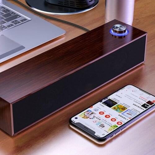 Speaker Stereo Loundspeaker Walnut Wood Colors Subwoofer Sound Bar Wired Bluetooth Audio Multimedia