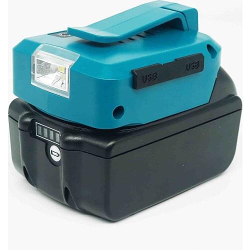 For Makita ADP05 14.4V/18V Lion Battery Dual USB converter Port with LED Light Spotlight Outdoor Flashlight for Makita Batteries