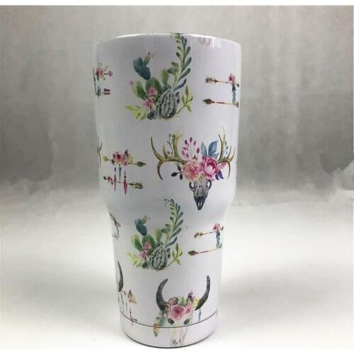 Cactus Bull Skull Travel Mug 30 OZ Ice Drink Tumbler Stainless Steel Double Wall Vacuum Flowers Cup Outdoor Beer Water Mugs