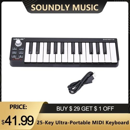Hot Worlde MIDI keyboard MIDI Controller and Drum Pad MINI 25-Key Ultra-Portable USB MIDI Keyboard Controller Piano Keyboards