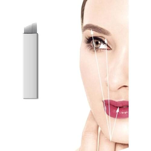 Needle 3D Embroidery Microblading Manual Tattoo Pen 50 PCS 11Pin Permanent Makeup Eyebrow Embroidery Tattoo Needles Blade
