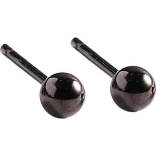 Dainty Bridal Small Wedding Earrings Female Minimalist Black Ball Stud Earrings 100% Real 925 Sterling Silver Earrings For Women