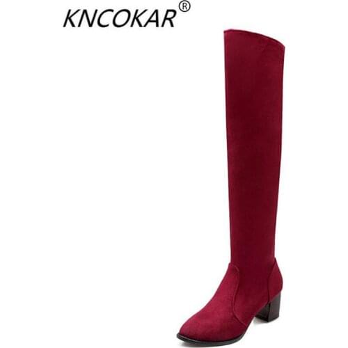 2018 KNCOKAR shows thin thick leg sleeve with fine boots warm in winter thickened and thickened boots for young girls
