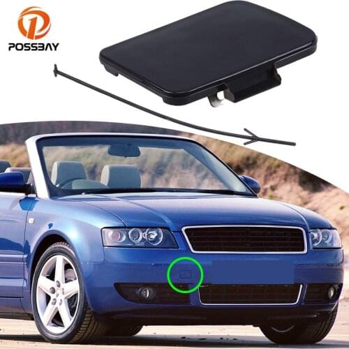 POSSBAY 1 Pc Car Black Front Bumper Tow Hook Cover Fit for Audi A4 S4 B6 Sedan/Avant/Quattro/Cabriolet 2001-2006 Exterior Parts