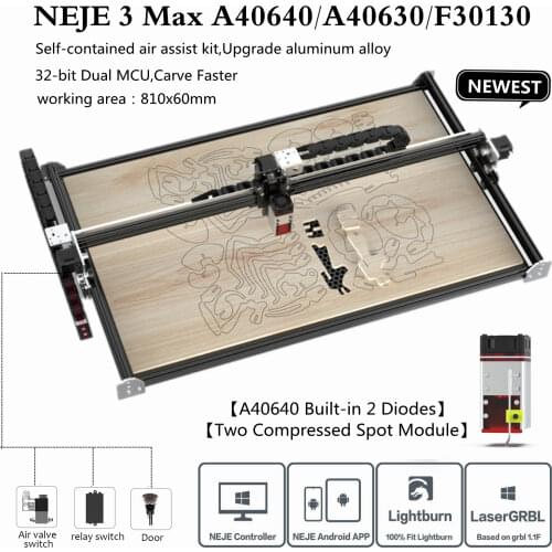 NEJE Master 2S Max 80W CNC Laser Engraver with A40640 Dual Beams,Built-in 2 Diodes 450nm Laser Module APP Control Lightburn