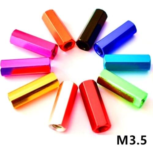 M3.5 Hex Colourful Aluminum Alloy 10 15 20 25 30 40mm Standoff Spacer Column for Motherboard Fixed Spacing Screws