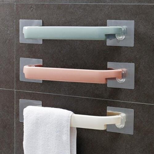 Multifunction Useful Towel Rail Rack Holder Wall Mounted Bathroom Self-adhesive Hanging Hanger Shelf Rack Holder