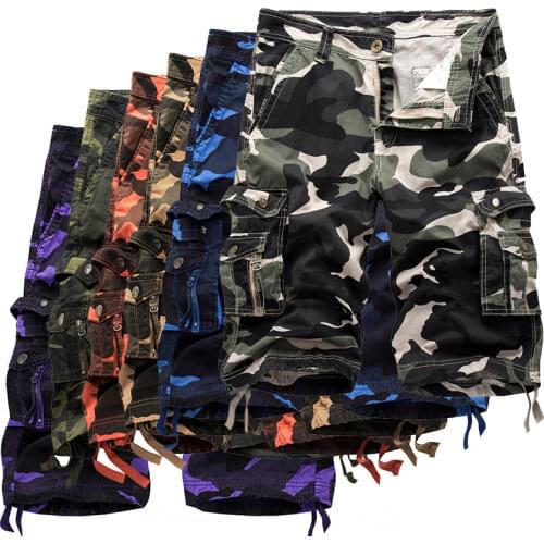 Prowow 2021 Summer Camo Patchwork Cargo Shorts Mens Multi-Pocket Shorts Male Leisure Camouflage Straight Short Pants