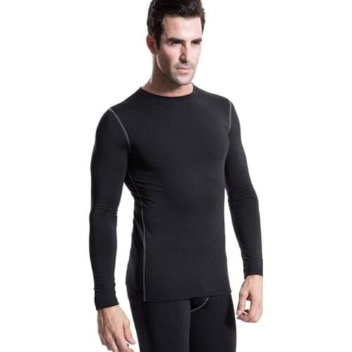 Fashion Men Plush Base Layer Long Sleeve Slim Fit Thermal Warm Underwear Tops Winter Undershirt