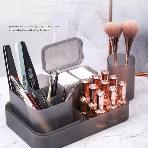 5Pcs Set Nail Art Tools Empty Storage Box Tweezers Clippers Pen Holder Cleaning Cotton Pad Swab Case Manicure Brush Organizer