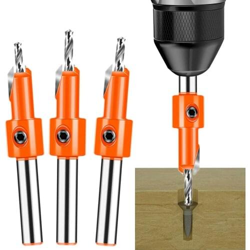 8MM Shank Dia.8-10mm Woodworking Countersink Drill Bit Counter Bore Tungsten Carbide All Screw Countersunk Step Pilot Drill Bits