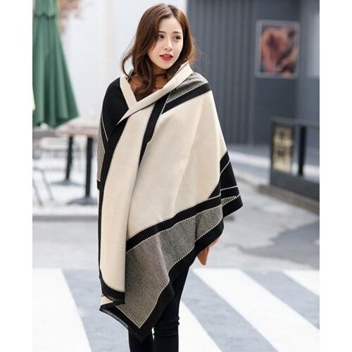 Brand Winter New Carriage Scarf Warm Shawl Thicken Tassels Horse cashmere-like fashion show poncho cape womens pashmina