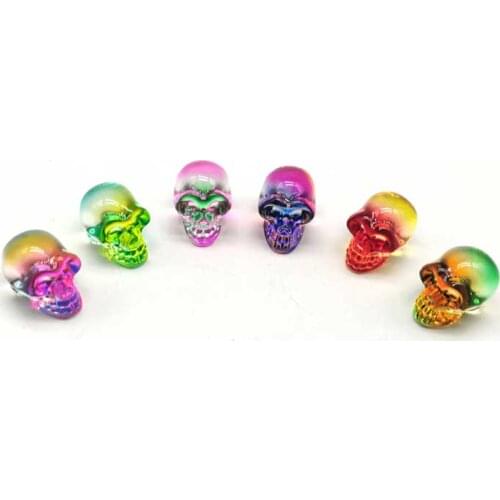 New Arrival Natural Crystal Stone Dyed Colorful Skull Model Carving Furnishing Articles