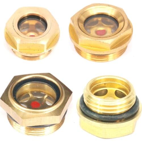 M16-M42 Metric 1/2" 3/4" 1" BSP Male Brass Oil Level Sight Glass Window Hex Head For Air Compressor Gearbox