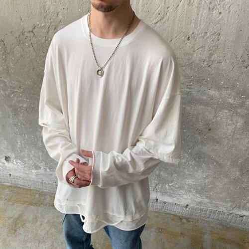 SHINOBI Mens 2020 / SS Destruction Two Long-Sleeved T-shirts Essential Lengthen Extended