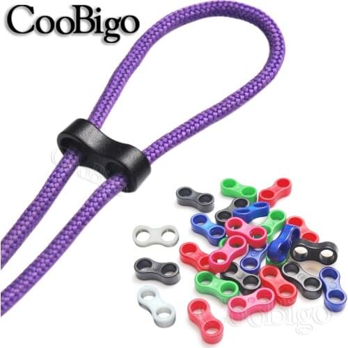 Cord Lock Ends Toggles Stopper Slider Clip Plastic 2 Holes Masks Backpack Paracord Boots Garment DIY Accessories Colorful 100pcs