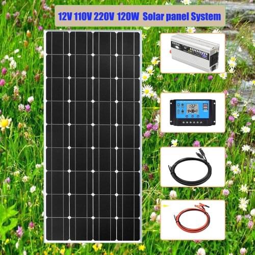 Off Grid Applications 120W 12V 110V 220V Solar Panel system High Efficiency Module PV Power for Battery Charging Boat Caravan RV