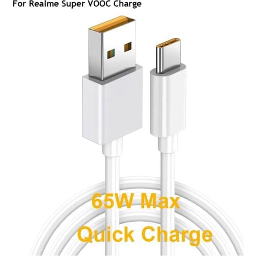 For Realme SUPERVOOC 6A Charger Cable 65W Quick Charge Type C Line For Realme X 5 6 6S X50 X3 X5 Pro X50m X50t V5 C3 Q2 V5 OPPO