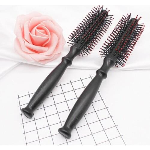 Women Girls Plastic Roll Round Curly Hair Comb Cylinder Pear Flower Round Hairdressing Massager Brush Beauty Salon Styling Tool
