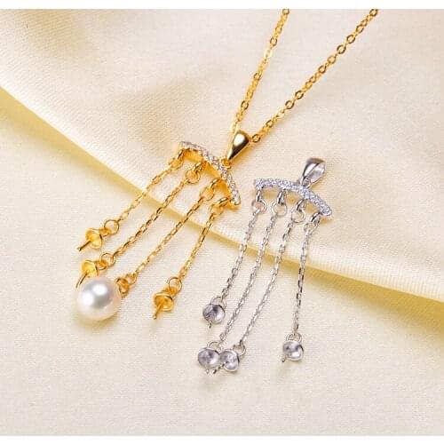 3 PEARL 925 Sterling Silver Pearl Pendant Hot Cheap Necklace Pendant Findings Jewelry Parts Fittings Women Accessories, 3pcs/lot