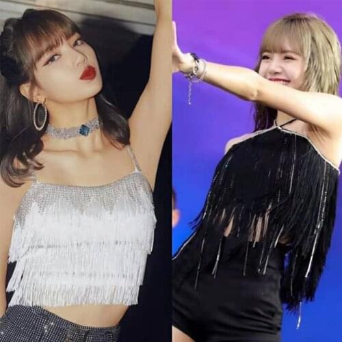 New Jazz Pole Dance Hip-Hop Tops Female Singer Stage Performance Sexy Fringe Tops Women Group Festival Party Rave Outfit DWY5814