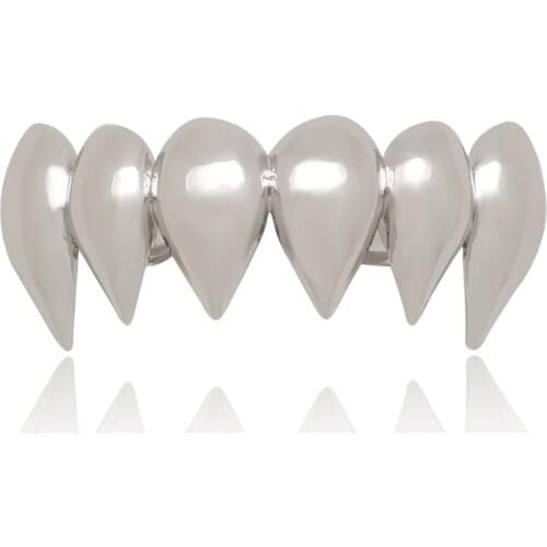 Tooth Grillz Top Sharp Drop Grills Hiphop Teeth Cap Custom Fit Handmade Grillz Plain Gold Silver Color REAL Grill Body Jewelry