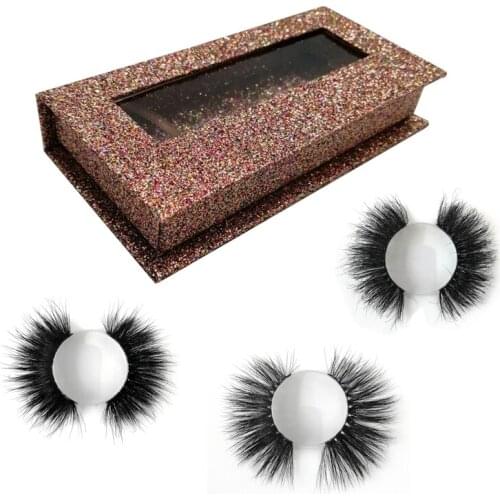 10 Pairs 25mm Real Mink Eyelashes 3D Fluffy Volume Eye Lashes Customized Packaging Box 25mm Thick Long Lashes With Brown Box