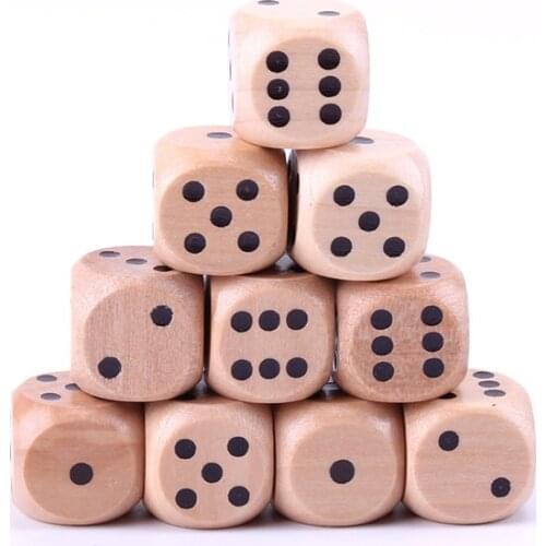 10pcs 6 Sided Wood Dice Mahjong Party Point Round Coener Wooden Dice Yard Dices Sieve for Games Teaching Kid Toys Game