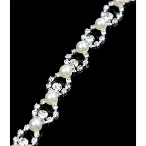 10Yards New Shape Pearls Rhinestone Trim Applique Chain Banding for Accessories