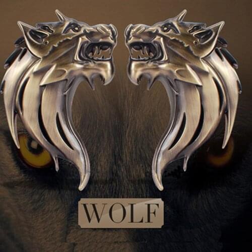 1X Zinc Alloy 3D Wolf Head car basdge Auto Metal Emblem Car Truck Motor Logo Sticker 2 Colors Car Styling