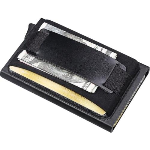 2019 Aluminum Wallet With Elasticity Back Pouch ID Credit Card Holder RFID Mini Slim Wallet Automatic Pop up Credit Card Case