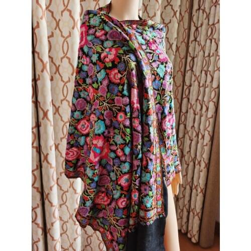 2021 New fashion lady scarf ,100% handmade needle work flower wraps wool shawl unique keep warm