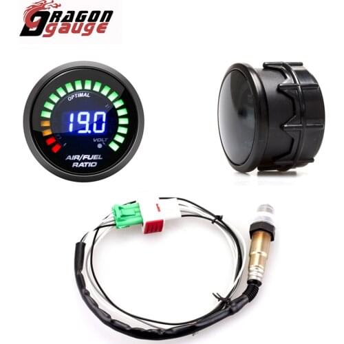 DRAGON GAUGE 2" 52mm Air Fuel Ratio Gauge LED Digital Display With Narrowband O2 Oxygen Sensor Car Gauge for 12V Car 0258006028