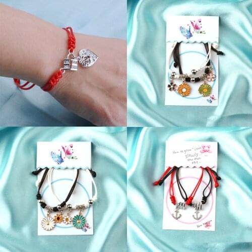 Summer lucky Daisy Butterfly Couple bracelets anchor love cross lovers Bracelet on hand for women Gift braceletes set Jewelry