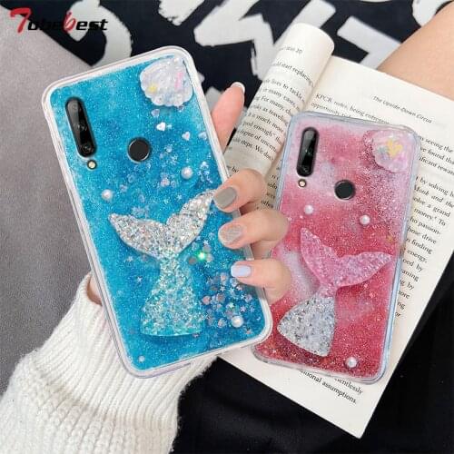 Mermaid Shell Starfish Liquid Glitter Case For Huawei Huawei P Smart 2021 2020 Z 2019 2018 Dynamic Quicksand Star Cover