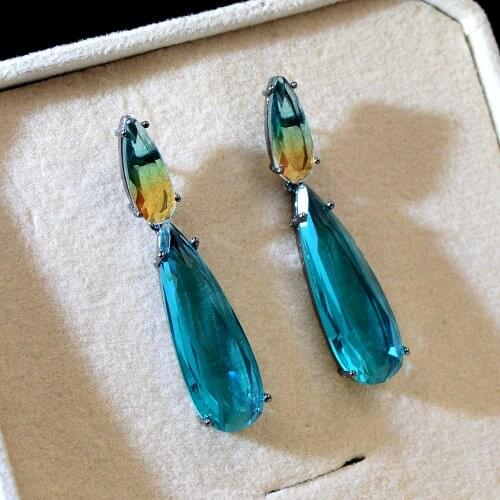 CINKILE New Omber Color Cubic Zirconia Drop Earrings for Women Copper Jewelry Wedding Party Earrings 3 Colors Available