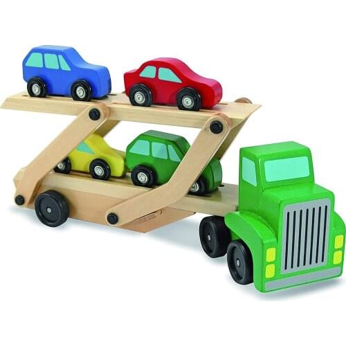 Car Transport Truck and Car Wooden Toy Set Simulation Car Model Transporter Truck