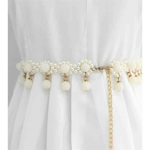 Elegant Women Pearl Waist Belt Pearl Chain Belt Female Girls Dress Pearl waist chain waist sealing Beautiful Ladies Waistband