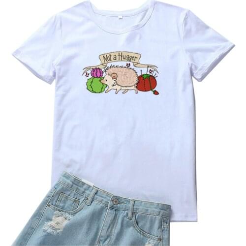 Cute Hedgehog Graphic Tees Women Cotton Print Women Tshirt Vintage Harajuku Camiseta Mujer Short Sleeve T-shirts Women Clothing