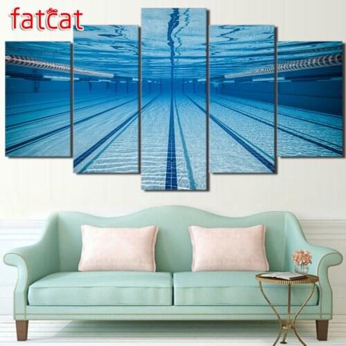 FATCAT Swimming Pool Picture 5 Piece Diy Diamond Painting Full Square Round Drill Diamond Embroidery Sale Home Decor Gift AE987