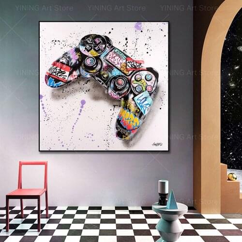 Street Graffiti Art Gamepad Canvas Painting Poster Print Wall Art Picture For Living Room Home Decor Decoration Frameless