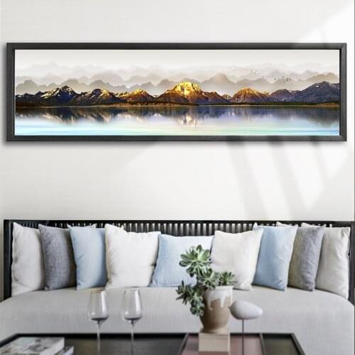 Gloden Riverside Canvas Painting Modern Landscape Poster And Print Wall Art Abstract Home Decor Cuadro For Living Room Bedroom