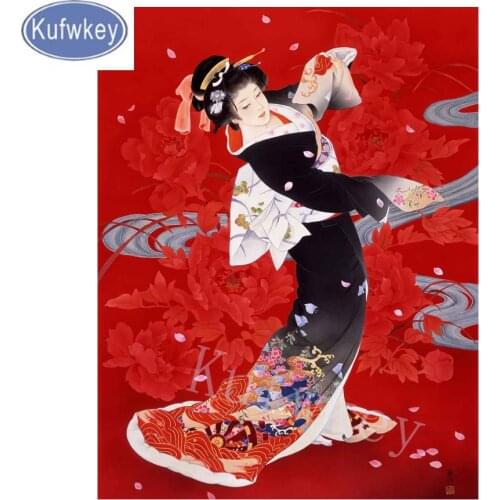 Kimono women,5D Diy Diamond Painting Japanese girl Full Square Diamond Embroidery Of Rhinestones Needlework DIY Mosaic