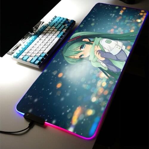 Sound RGB LED Mouse Pad Anime Sexy Girl Kawaii Extra Large Gaming Accessories Cartoon Computer Lock Edge Computer Desk Mat