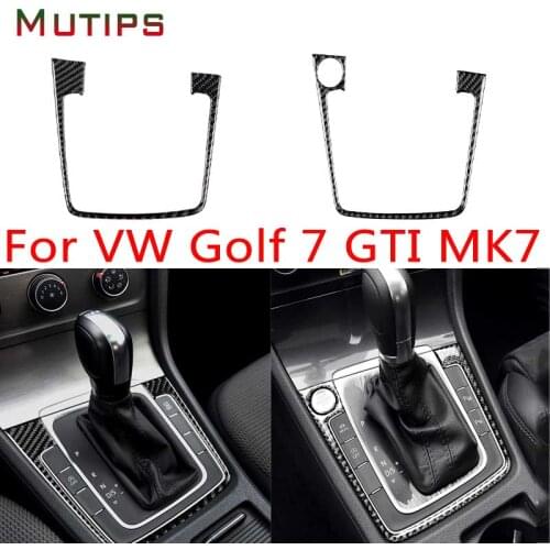 Mutips Car Gear Shift Box Panel Frame Cover Trim Carbon Fiber Sticker Car-styling For VW Golf 7 Volkswagen gti mk7 2013-2017