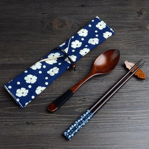 100set/lot Japanese Natural Wooden Tableware With Cloth Packing Kit Restaurant Dining Room Dinnerware Set Christmas Gift ZA4070