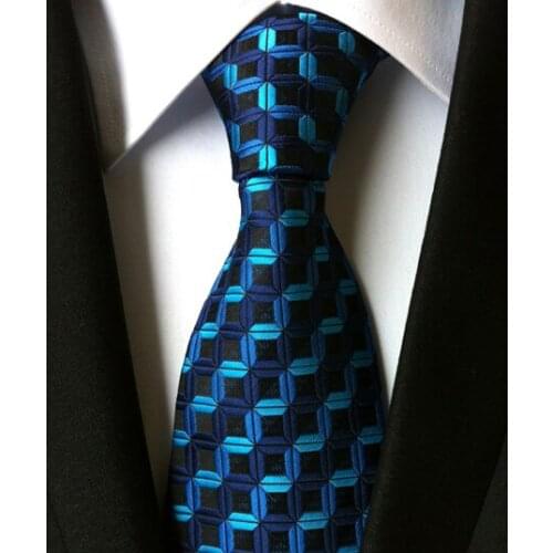 8cm New Classic Ties Mens Fashion Woven Necktie Personality Blue Geometric Gravata