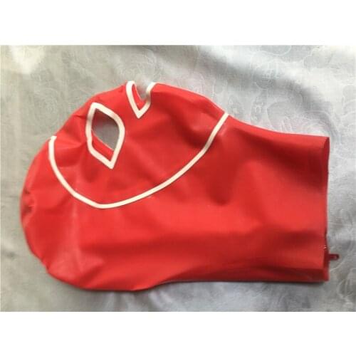 New Hot Sale Latex Hood with Open Big Eyes Back Zip Latex Mask Rubber Hood for Party Wear Cosplay Costumes