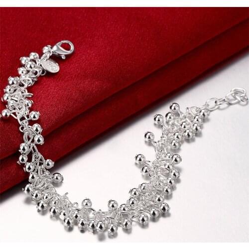 New 925 Sliver Fashion Jewelry Smooth Beads Bracelet For Women Romantic Wedding Trendy Gift Daily Party Accessories