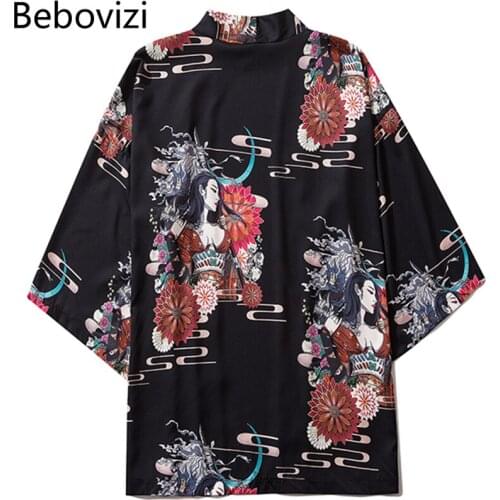 Bebovizi Japanese Style Samurai Clothes Streetwear Men Women Cardigan Blouse Harajuku Robe 2020 Kimono Vetement Femme